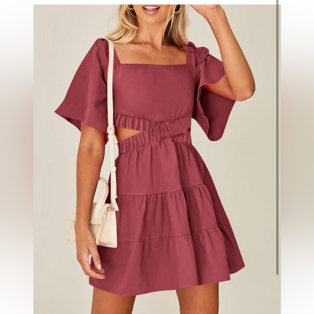 BTFBM party tiered a-lined mini dress..size XL..(NWT)paste red - Picture 2 of 5